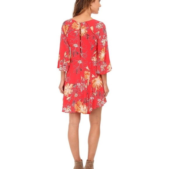 Free People Eyes on You Floral Print Red Poppy Dress / size 2 XS. B3 - Picture 4 of 10